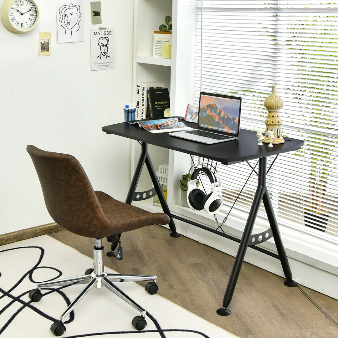 Y-shaped Gaming Desk Home Office Computer Table w/ Phone Slot and Cup Holder Image 4