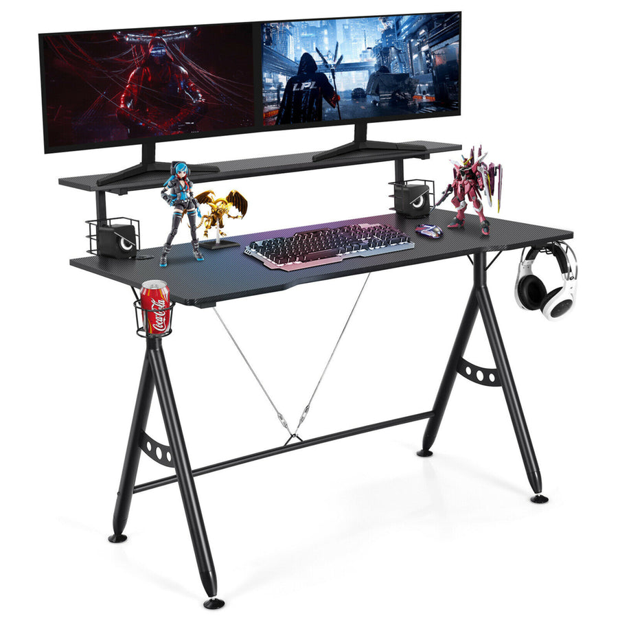 Gaming Desk Home Office Computer Table E-Sports w/Monitor Shelf and Cup Holder Image 1