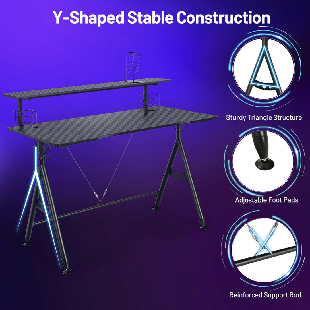 Gaming Desk Home Office Computer Table E-Sports w/Monitor Shelf and Cup Holder Image 7