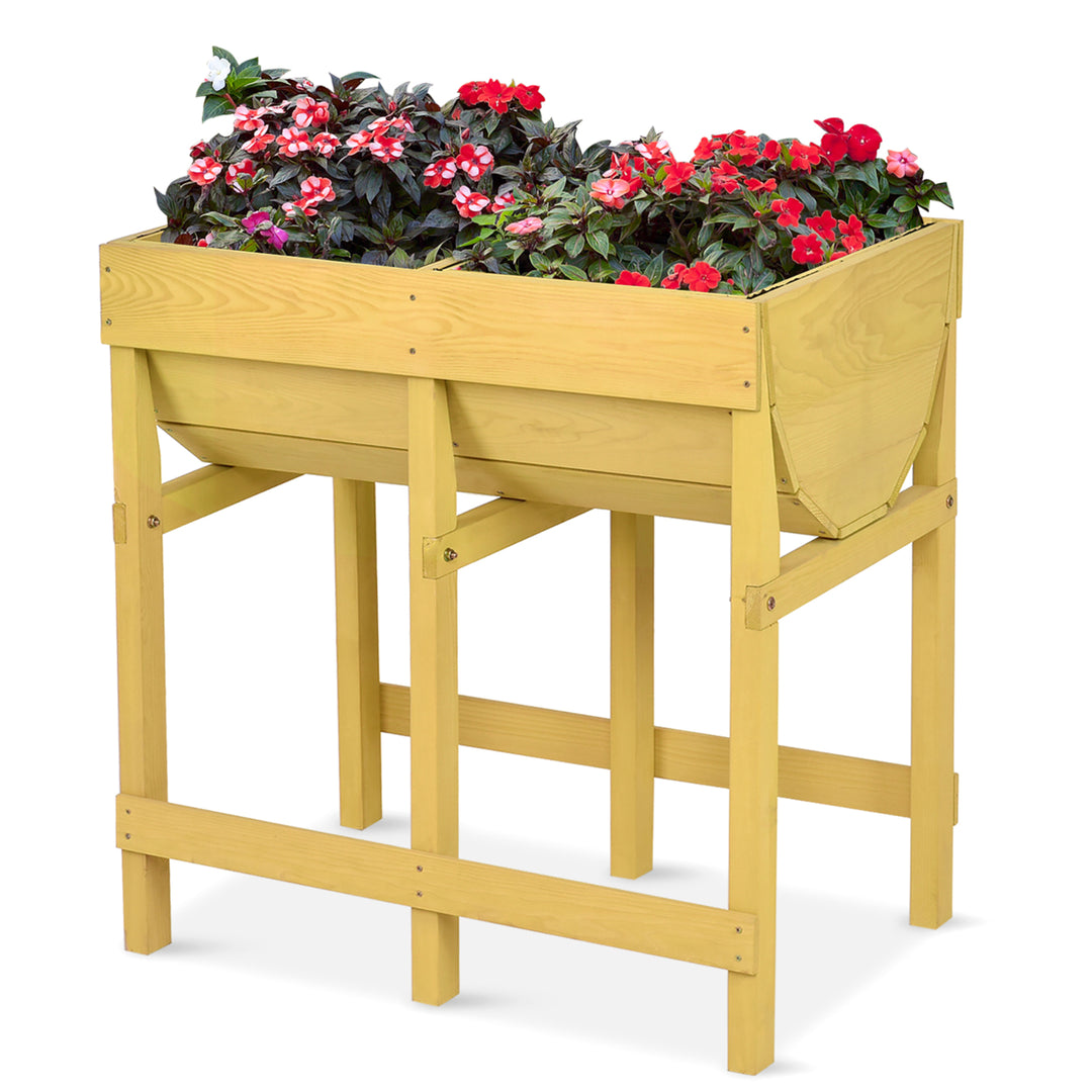 Raised Wooden V Planter Elevated Vegetable Flower Bed Free Standing Planting with liner Image 1