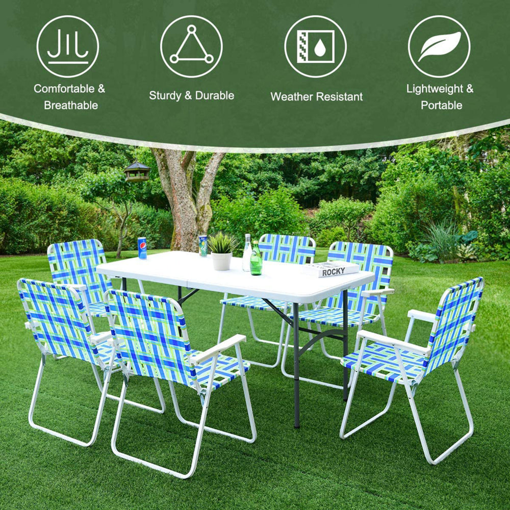 Set of 6 Patio Folding Web Chair Set Portable Beach Camping Chair Image 2