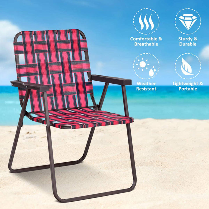 Set of 6 Patio Folding Web Chair Set Portable Beach Camping Chair Image 3