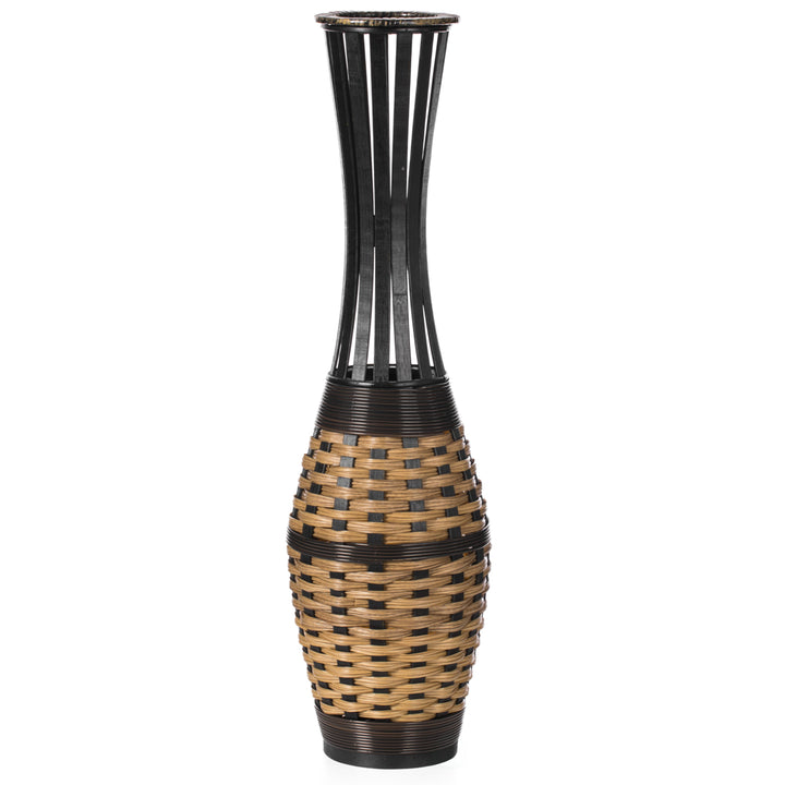 Elegant Antique 34-inch-tall Trumpet Style Floor Vase - Versatile Entryway or Living Room, or  with Decorative Bamboo, Image 3