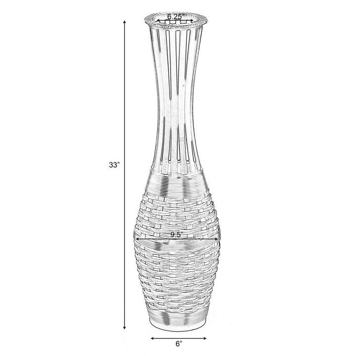 Elegant Antique 34-inch-tall Trumpet Style Floor Vase - Versatile Entryway or Living Room, or  with Decorative Bamboo, Image 4
