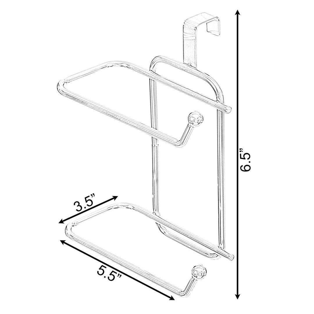 Chrome Toilet Tissue Paper Roll Holder Over The Tank Organizer 2 Slot 5.5in W Image 5