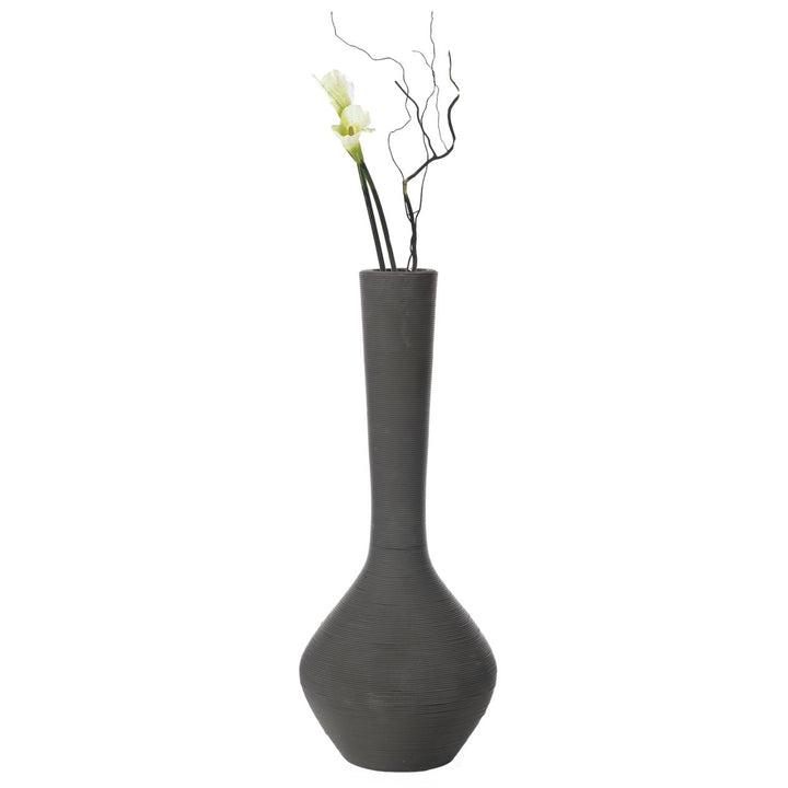 Tall Floor Vase Charcoal Grey 38 inch Modern Plastic Rope Decorative Image 1