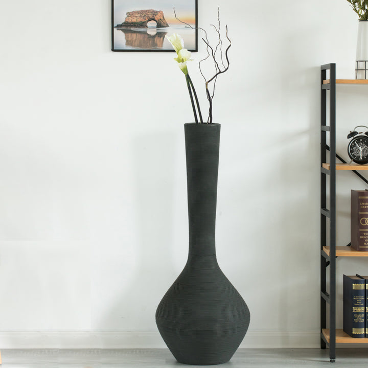 Tall Floor Vase Charcoal Grey 38 inch Modern Plastic Rope Decorative Image 2