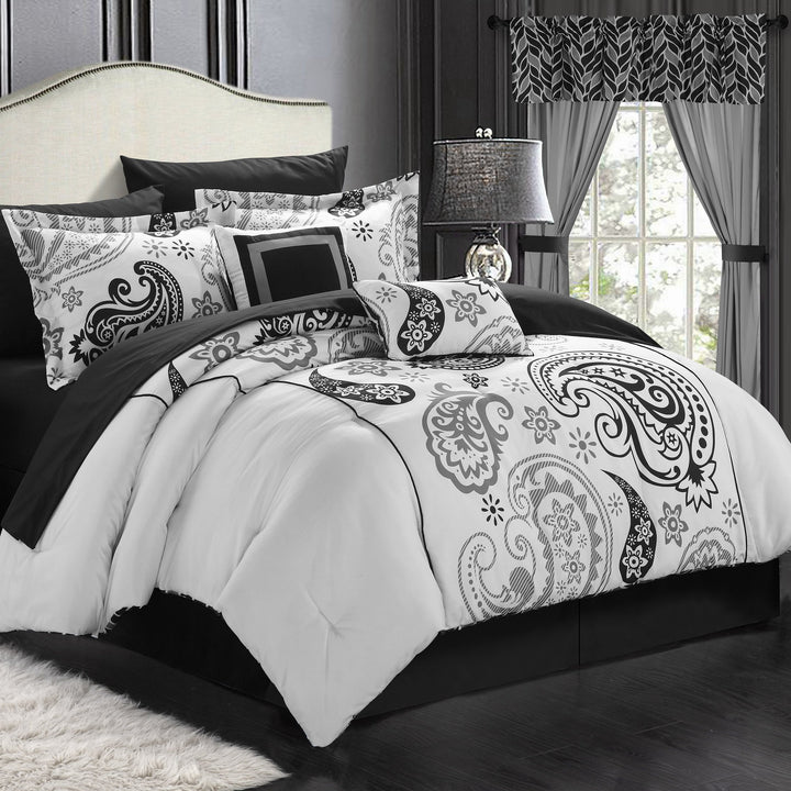 Olivia 20-Piece Paisley Print Reversible Complete Bed In A Bag Comforter Set Image 3