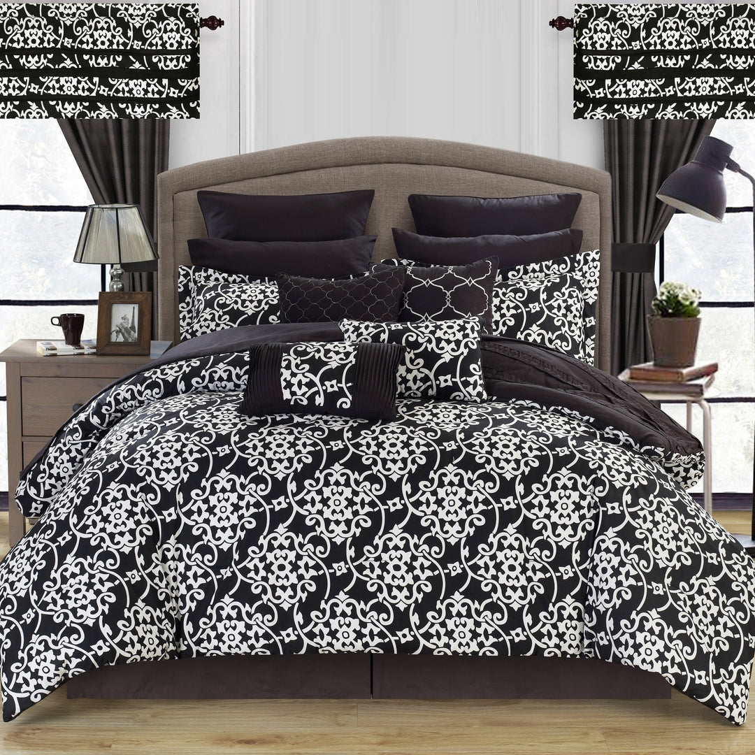 24 Piece Hailee Reversible Printed 2-in-1 look Comforter Set includes Sheets Image 1