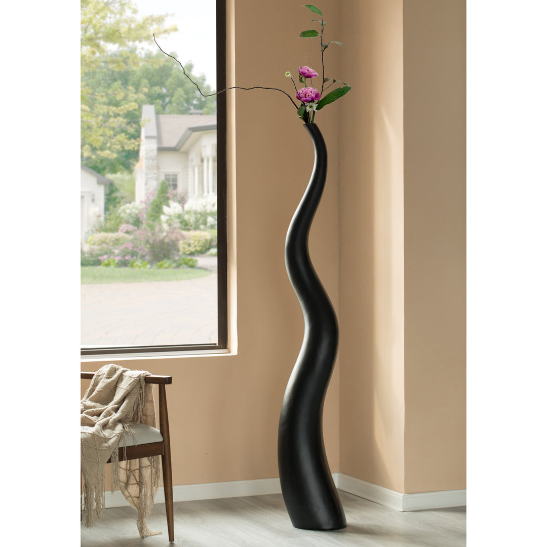 Tall Ceramic Black Animal Horn Floor Vase Elegant for Entryway Dining Living Room Decor Statement Piece with Distinctive Image 7