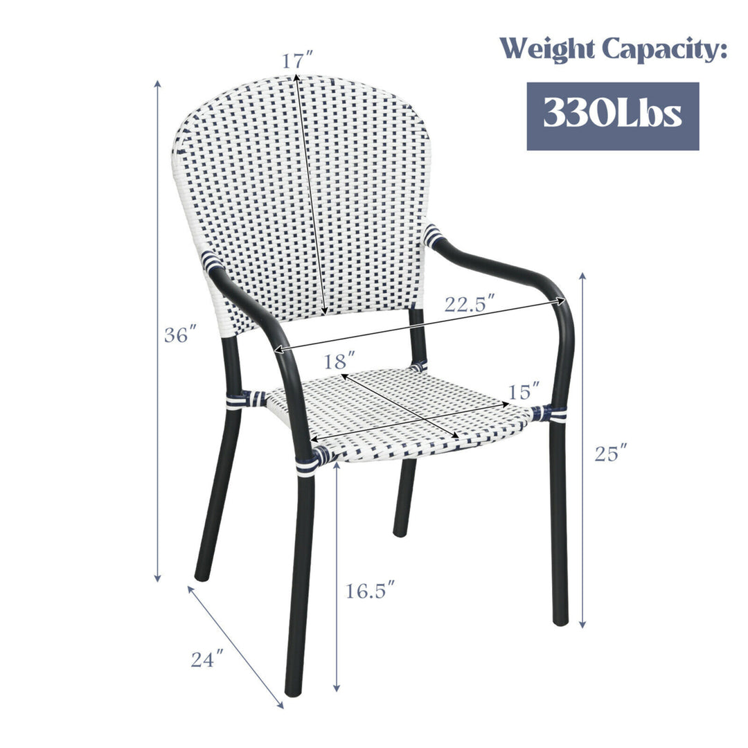 Set of 4 Patio Rattan Dining Chairs Stackable Armrest No Assembly Image 2