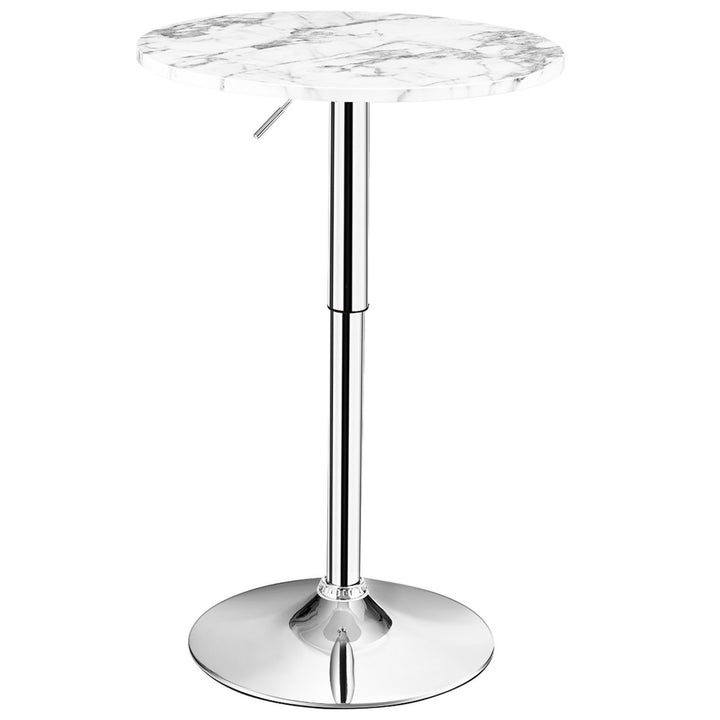 Round Bistro Bar Table Height Adjustable 360-degree Swivel Image 1