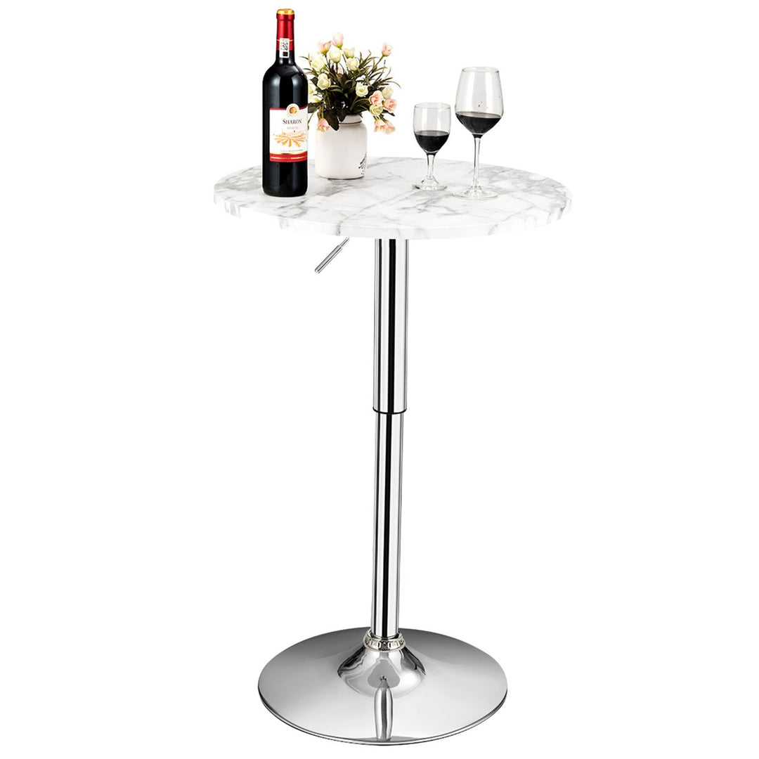 Round Bistro Bar Table Height Adjustable 360-degree Swivel Image 9