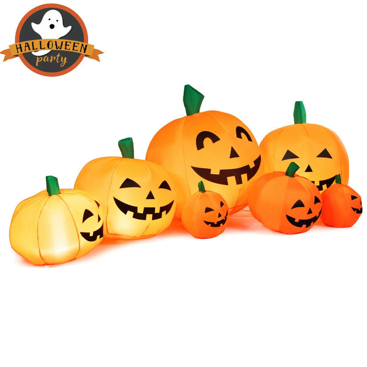 7.5ft Inflatable Halloween Pumpkins Set 7 Pumpkins Patch w/ Energy-saving LED and Adapter Image 9