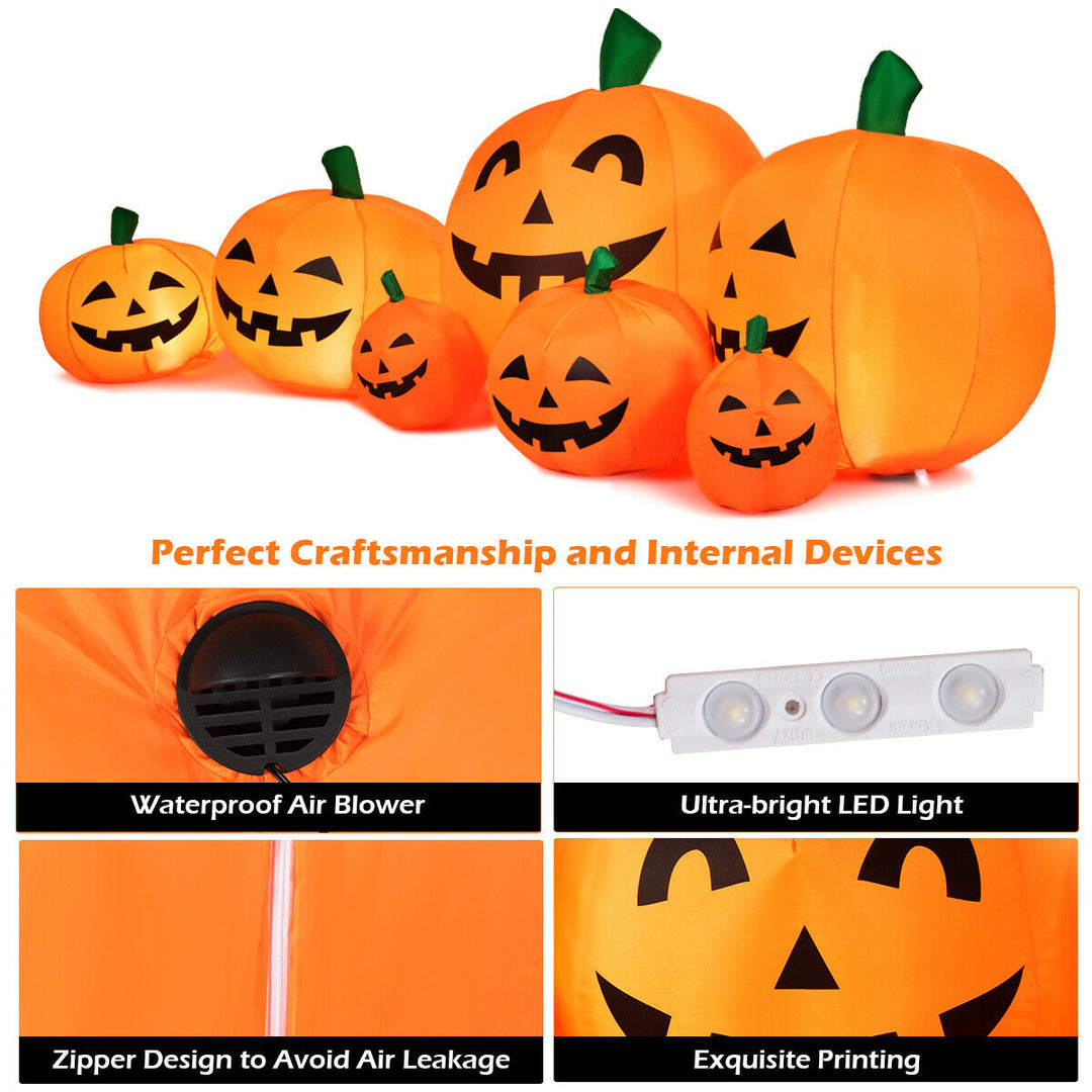 7.5ft Inflatable Halloween Pumpkins Set 7 Pumpkins Patch w/ Energy-saving LED and Adapter Image 3