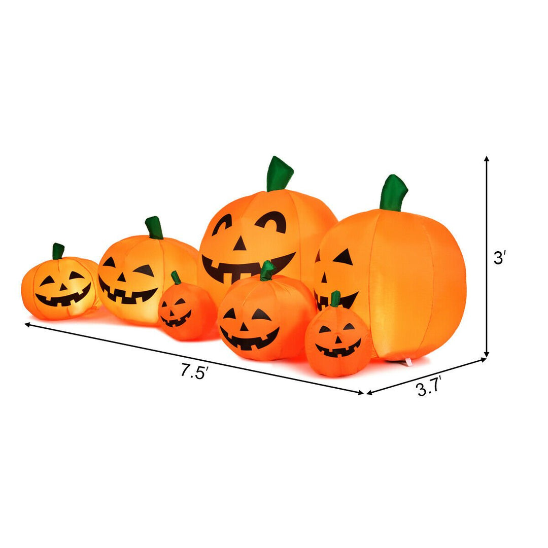 7.5ft Inflatable Halloween Pumpkins Set 7 Pumpkins Patch w/ Energy-saving LED and Adapter Image 5