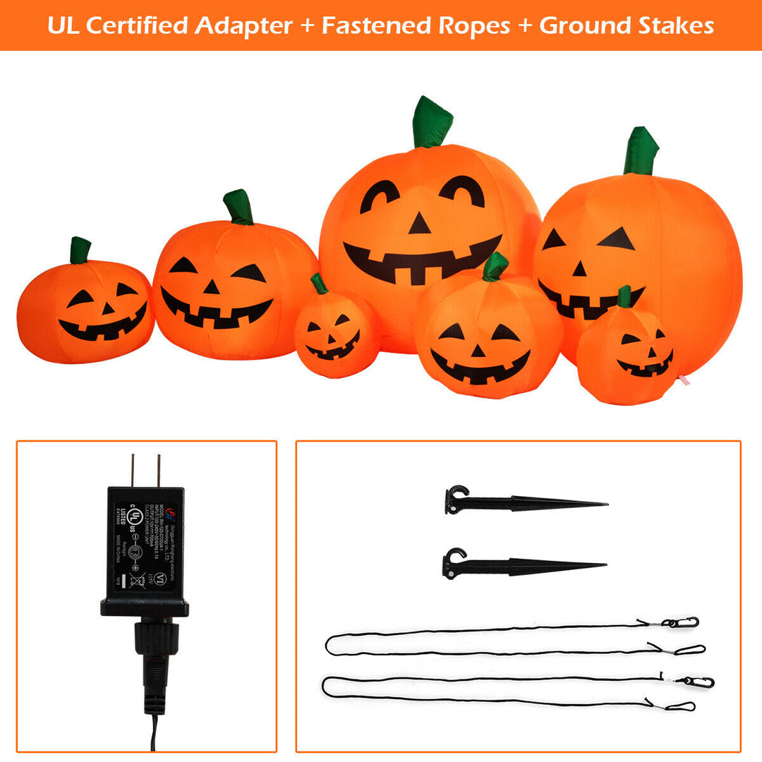 7.5ft Inflatable Halloween Pumpkins Set 7 Pumpkins Patch w/ Energy-saving LED and Adapter Image 6