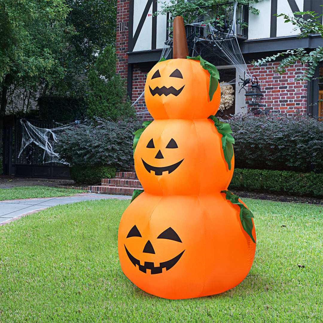 6ft Inflatable Halloween 3-Pumpkin Stack Decoration w/ Internal LED Light Image 1