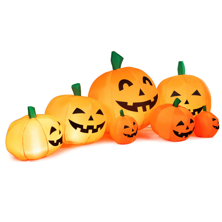 7.5ft Inflatable Halloween Pumpkins Set 7 Pumpkins Patch w/ Energy-saving LED and Adapter Image 1