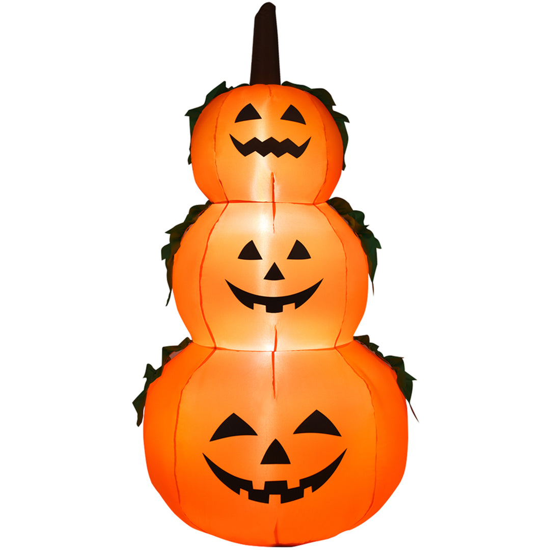 6ft Inflatable Halloween 3-Pumpkin Stack Decoration w/ Internal LED Light Image 4