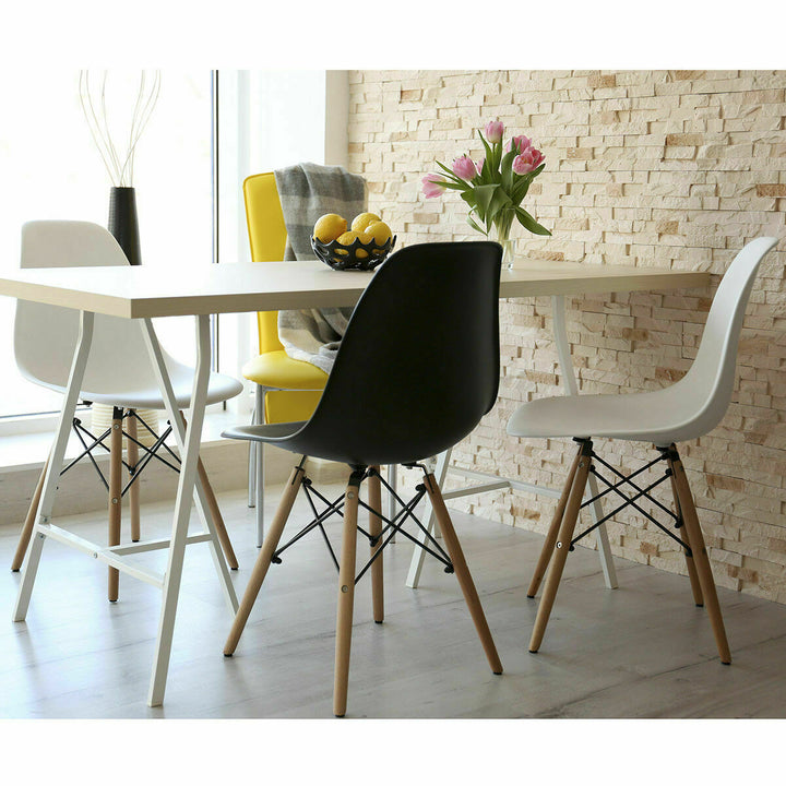 Set of 2 Dining Chairs Mid Century Modern Wooden Legs Kitchen Living Room Image 7