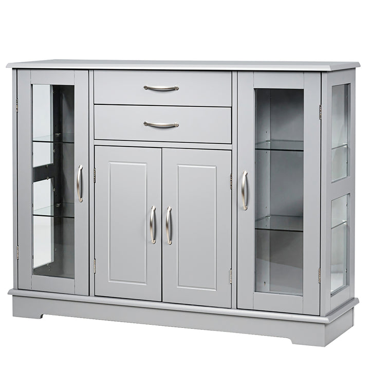 Sideboard Buffet Server Storage 32 Cabinet W/ 2 Drawers 3 Cabinets Cupboard Grey Image 1