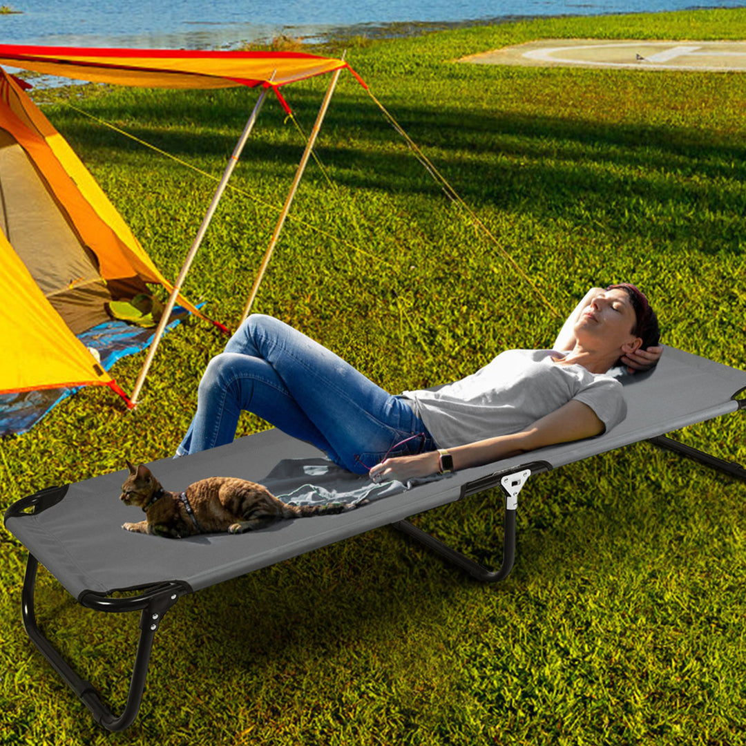 Portable Camping Cot Outdoor Folding Sleeping Bed for Traveling Hiking Image 4