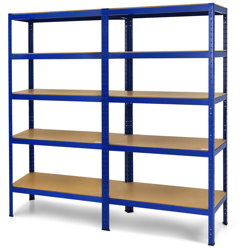 72 Steel 5-tier Garage Shelf Metal Storage Adjustable Unit Blue Image 2