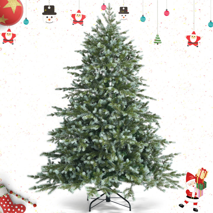 6/7/8 Ft Artificial Christmas Tree Unlit Hinged Xmas Tree w/ Metal Stand Image 1