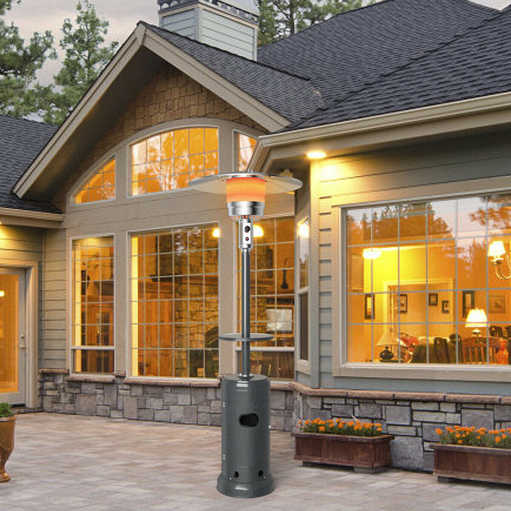 Outdoor Patio Heater Propane Standing LP Gas Steel W/Table and Wheels Grey Image 10