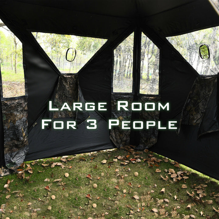 3 Person Portable Hunting Blind Pop-Up Ground Tent w/ Gun Ports and Carrying Bag Image 5