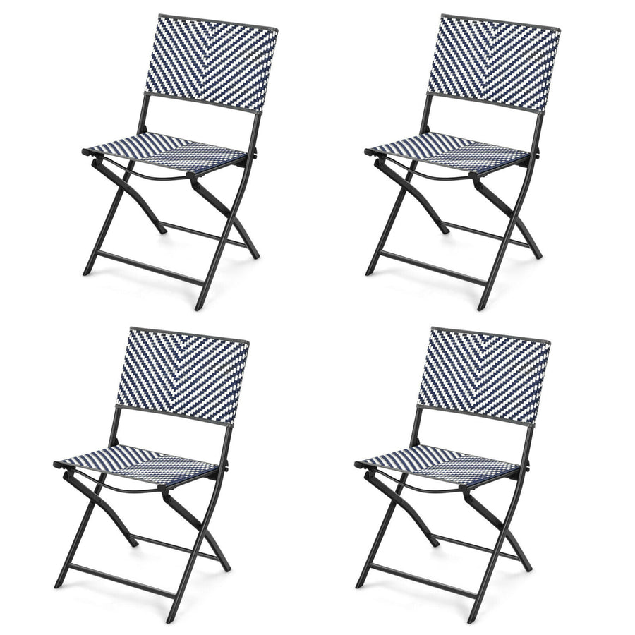 Set of 4 Patio Folding Rattan Dining Chairs Camping Portable Garden Image 1