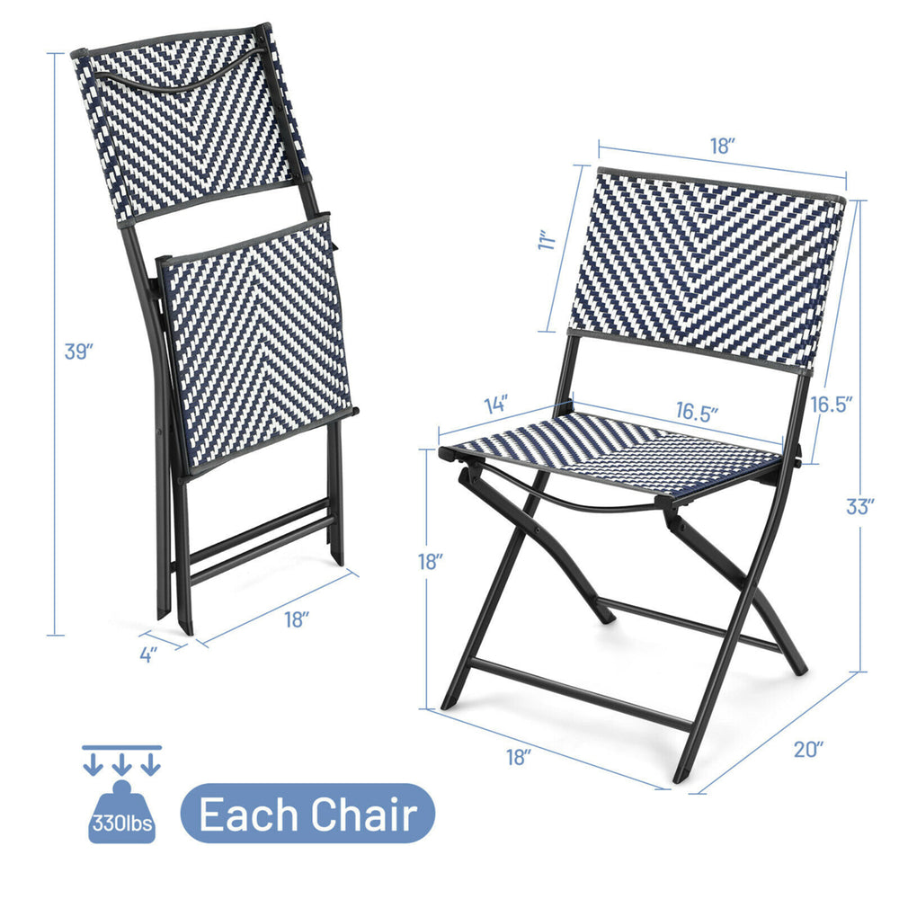 Set of 4 Patio Folding Rattan Dining Chairs Camping Portable Garden Image 2