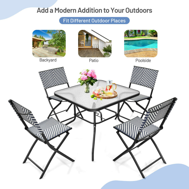 Set of 4 Patio Folding Rattan Dining Chairs Camping Portable Garden Image 6