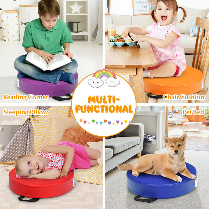 6PCS Round Kids Floor Cushion Toddler Foam Seat Cushion Waterproof Colorful Image 7