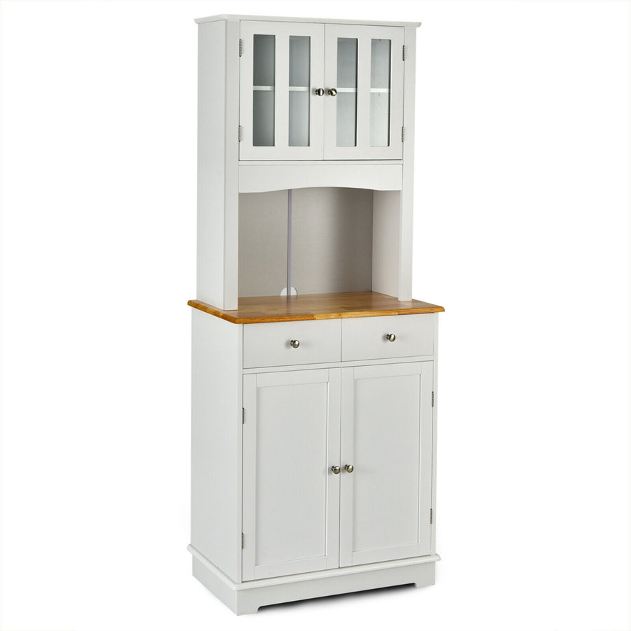 Buffet Hutch Kitchen Storage Cabinet w/ Microwave Stand Storage Shelves Image 1