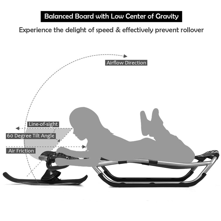 Snow Racer Sled Textured Grip Handles Mesh Seat Snow Slider Image 8