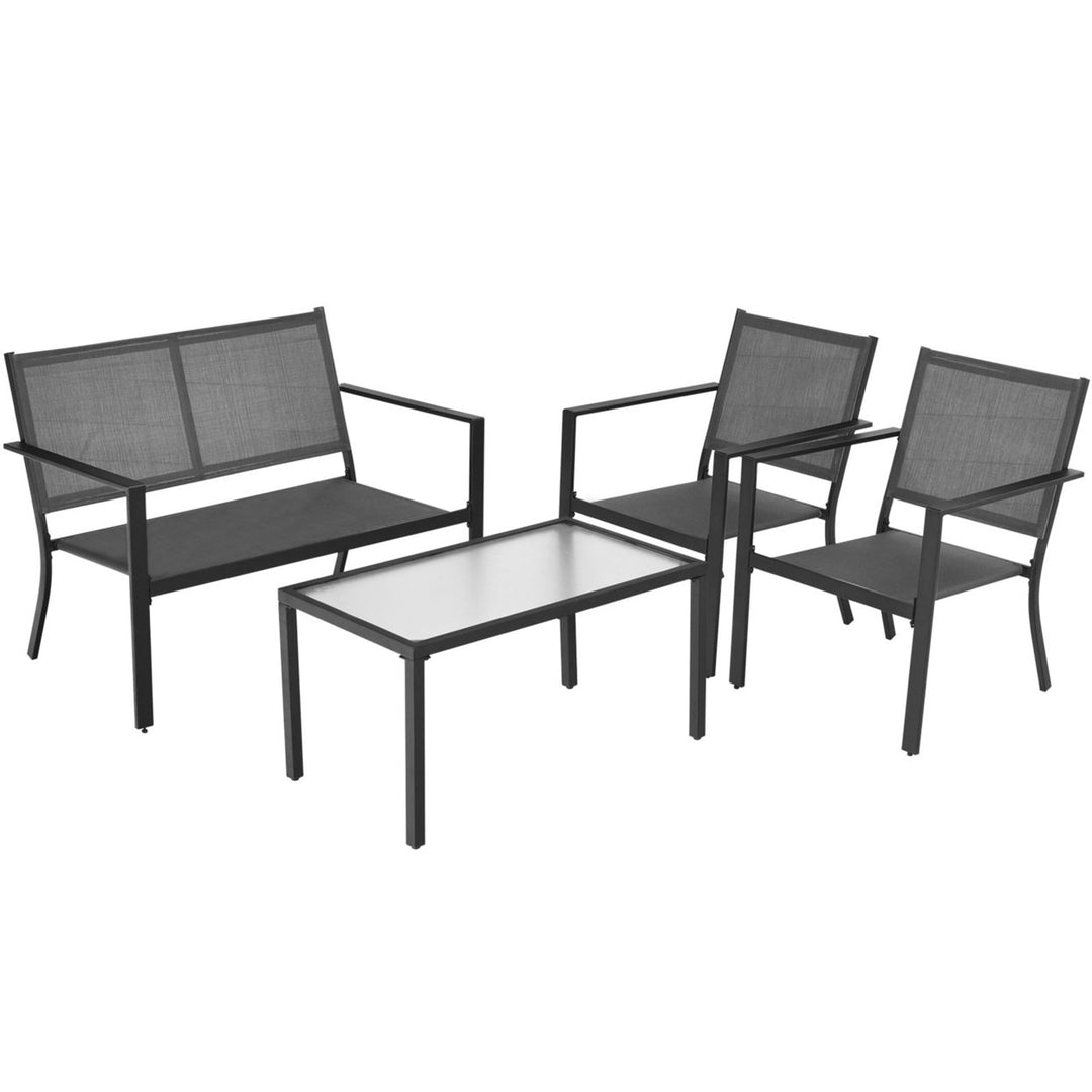 4 PCS Patio Furniture Set Sofa Coffee Table Steel Frame Garden Image 10