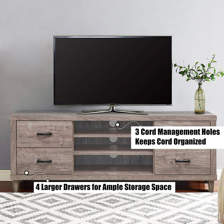 TV Stand Entertainment Center Hold up to 65 TV with Storage Shelves and 4 Drawers Image 5