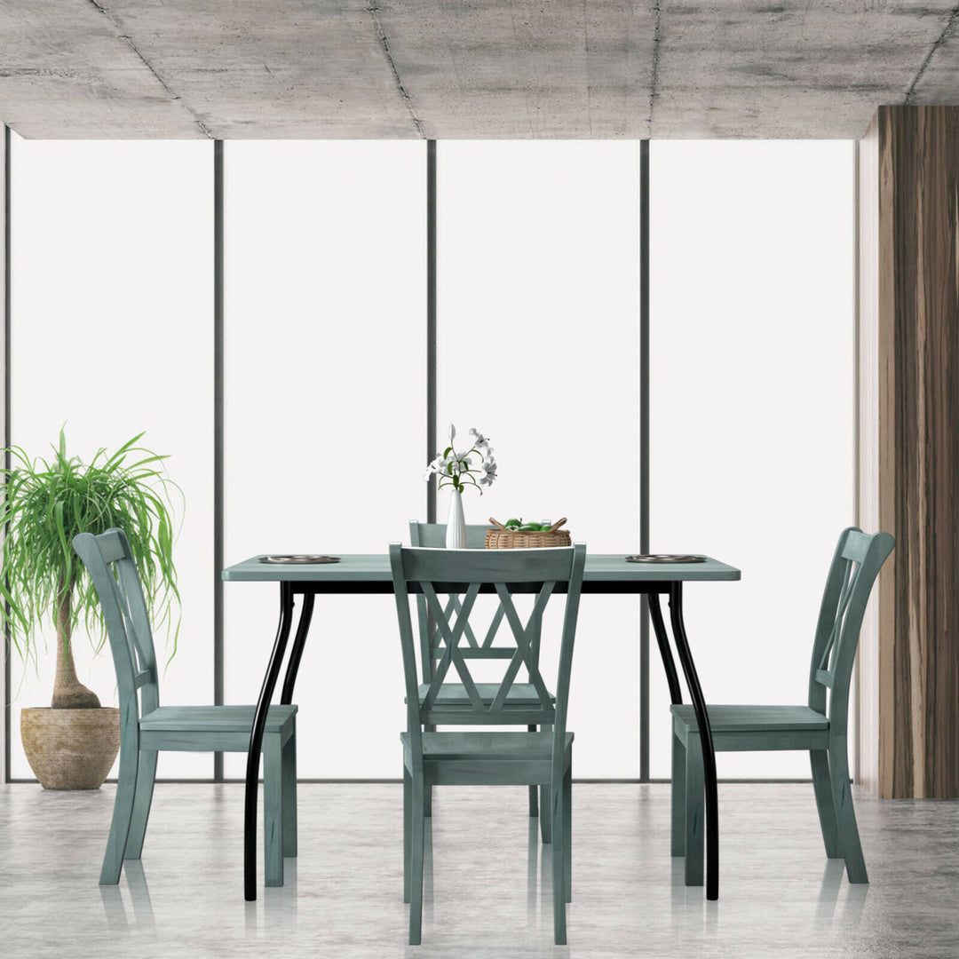 Set of 4 Wooden Dining Side Chair Armless Chair Home Kitchen Mint Green Image 2