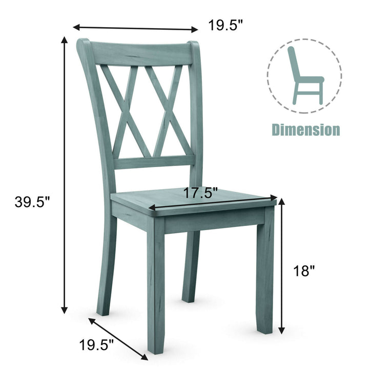 Set of 4 Wooden Dining Side Chair Armless Chair Home Kitchen Mint Green Image 4