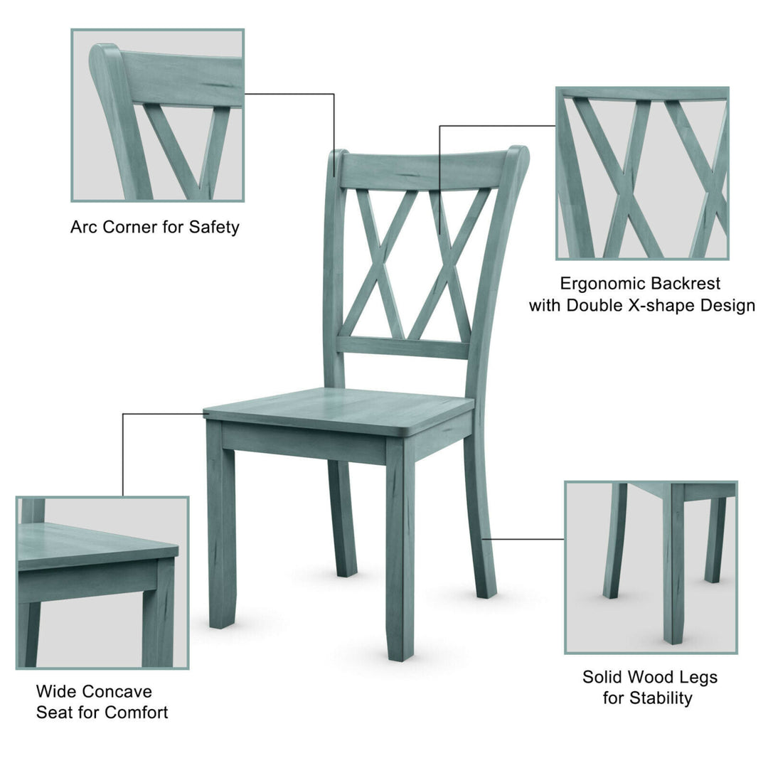 Set of 4 Wooden Dining Side Chair Armless Chair Home Kitchen Mint Green Image 7