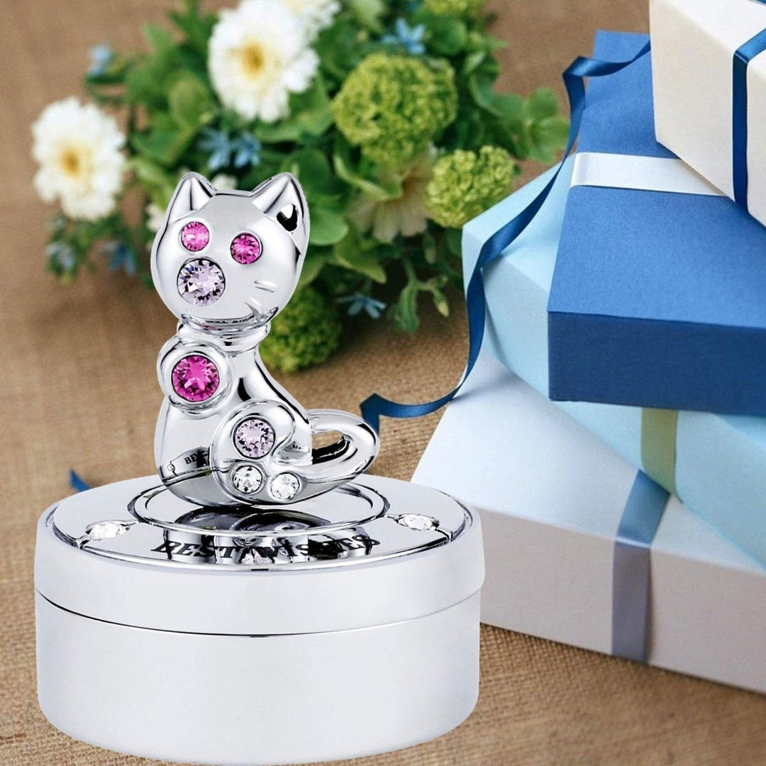 Matashi Chrome Plated Mini Silver Kitty Cat Keepsake Box Image 4