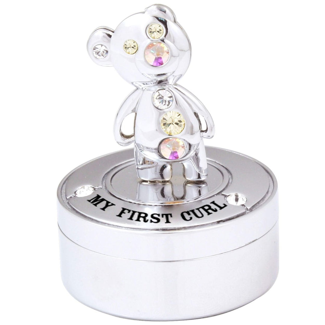 Matashi Chrome Plated Mini Silver Teddy Bear Keepsake Box Image 1