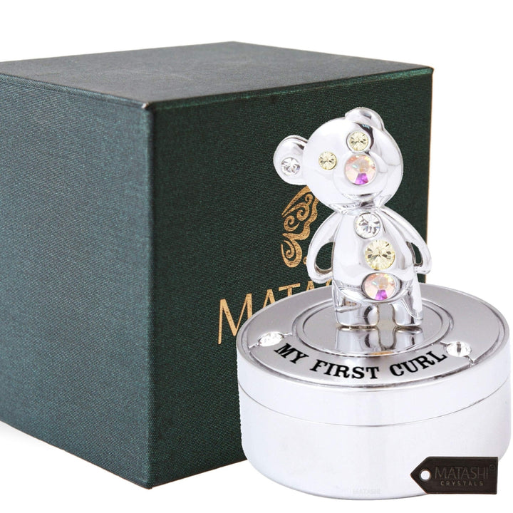 Matashi Chrome Plated Mini Silver Teddy Bear Keepsake Box Image 2