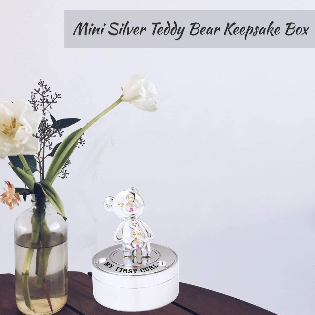 Matashi Chrome Plated Mini Silver Teddy Bear Keepsake Box Image 6