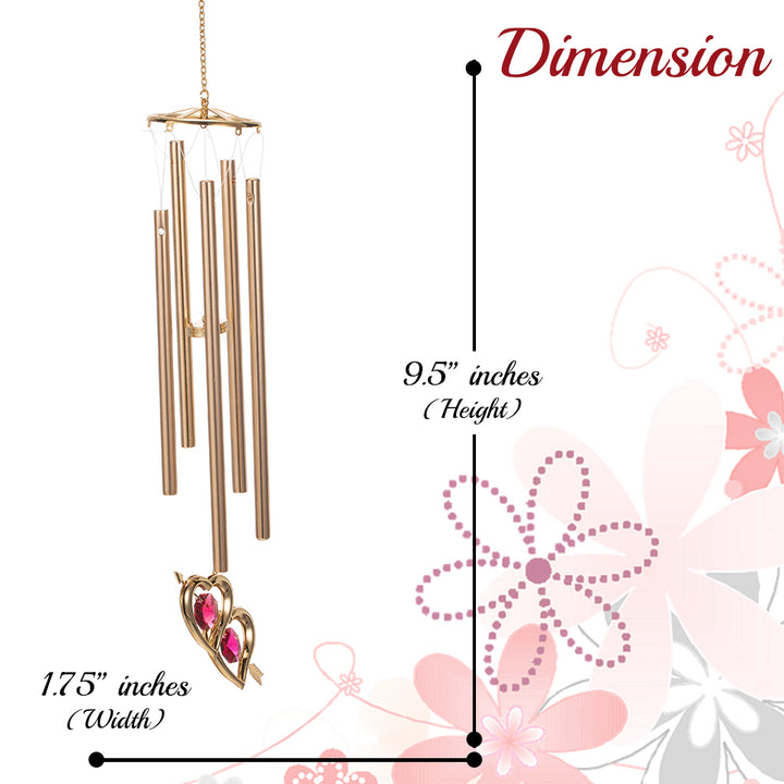 Matashi 24K Gold Plated Crystal Studded Double Heart With Arrow Wind Chime Image 3