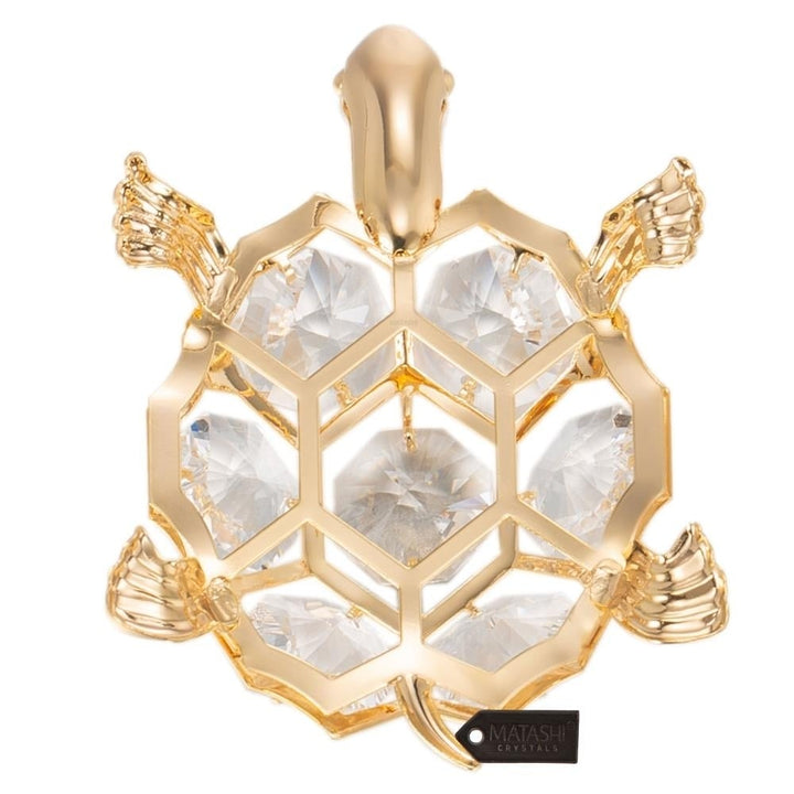 24K Gold Plated Crystal Studded Turtle Ornament by Matashi Image 7