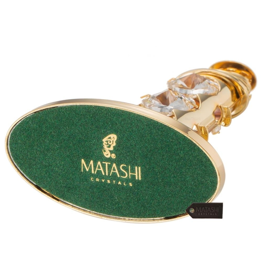 24K Gold Plated Crystal Studded Lighthouse Ornament with Clear Crystals by Matashi Image 6