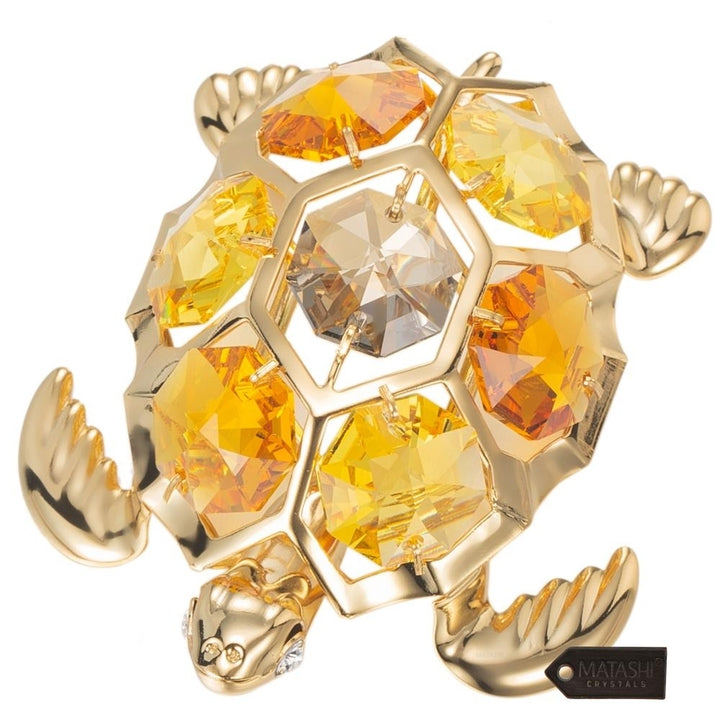 24K Gold Plated Crystal Studded Tortoise Ornament by Matashi Image 6